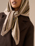 Brown and Yellow Striped Wool-Blend Large Triangle Scarf
