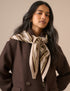 Brown and Yellow Striped Wool-Blend Large Triangle Scarf