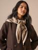 Brown and Yellow Striped Wool-Blend Large Triangle Scarf