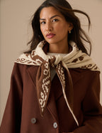 Brown Print Wool-Blend Triangle Scarf