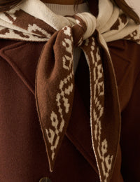 Brown Print Wool-Blend Triangle Scarf