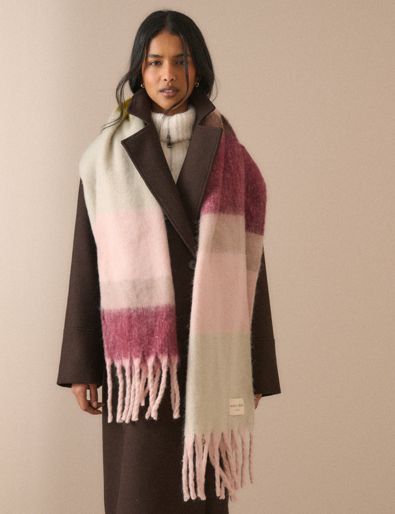 Pink Striped Blanket Scarf