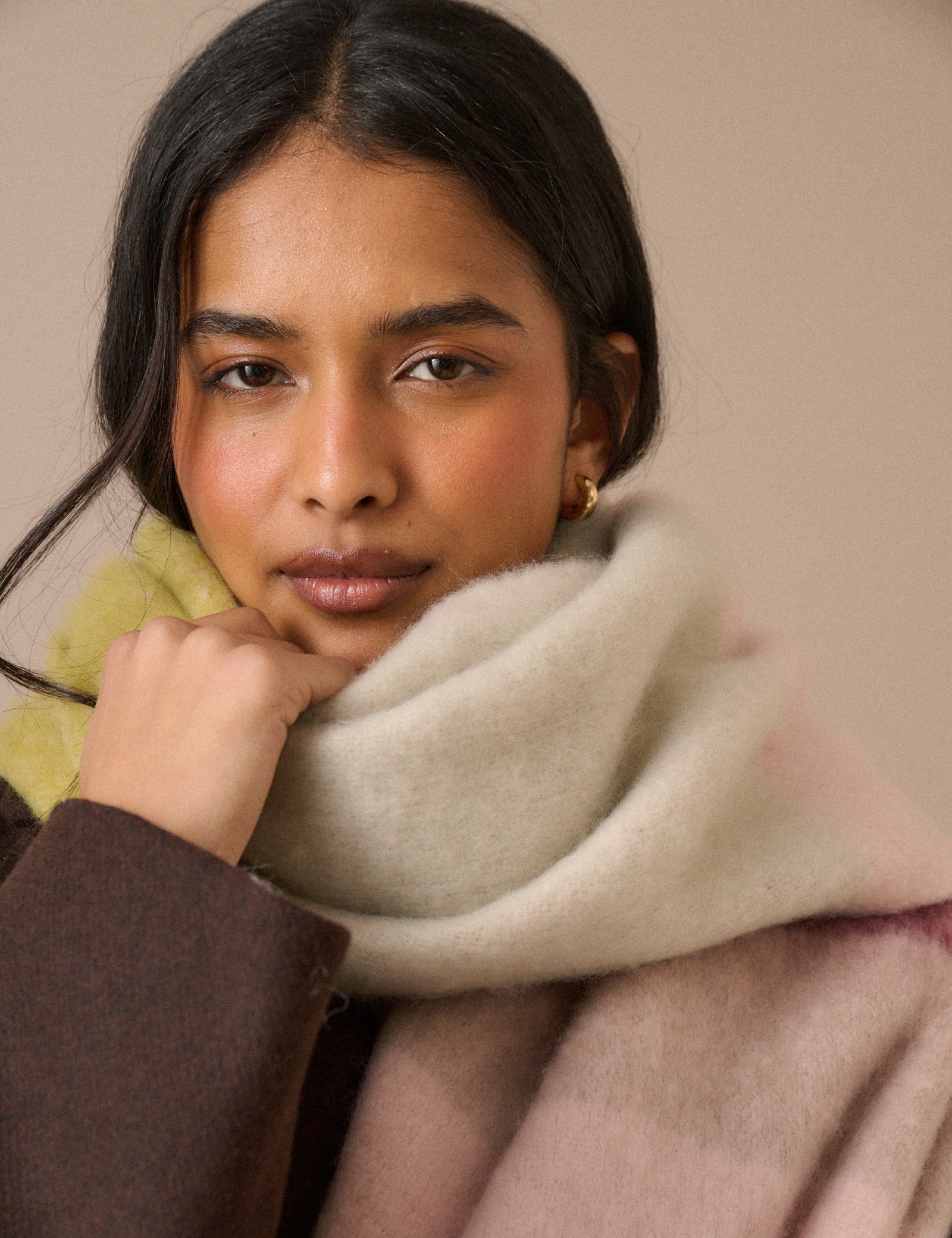 Pink Striped Blanket Scarf