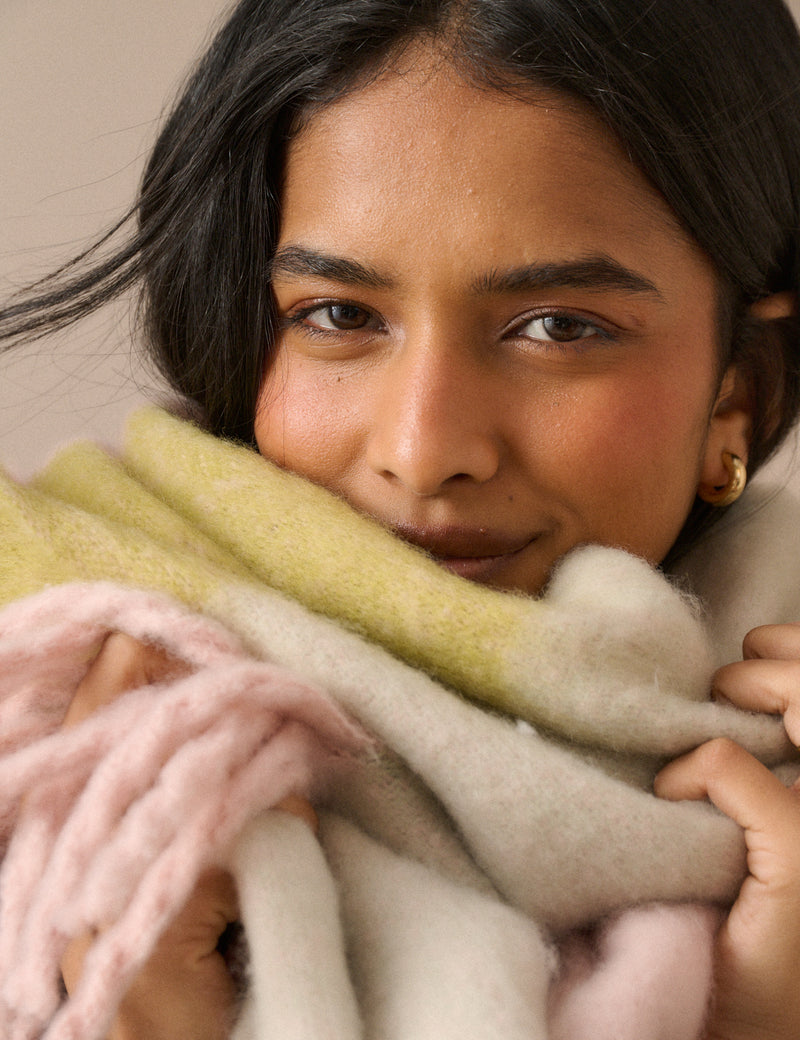 Pink Striped Blanket Scarf