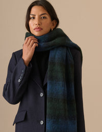 Green and Blue Check Blanket Scarf