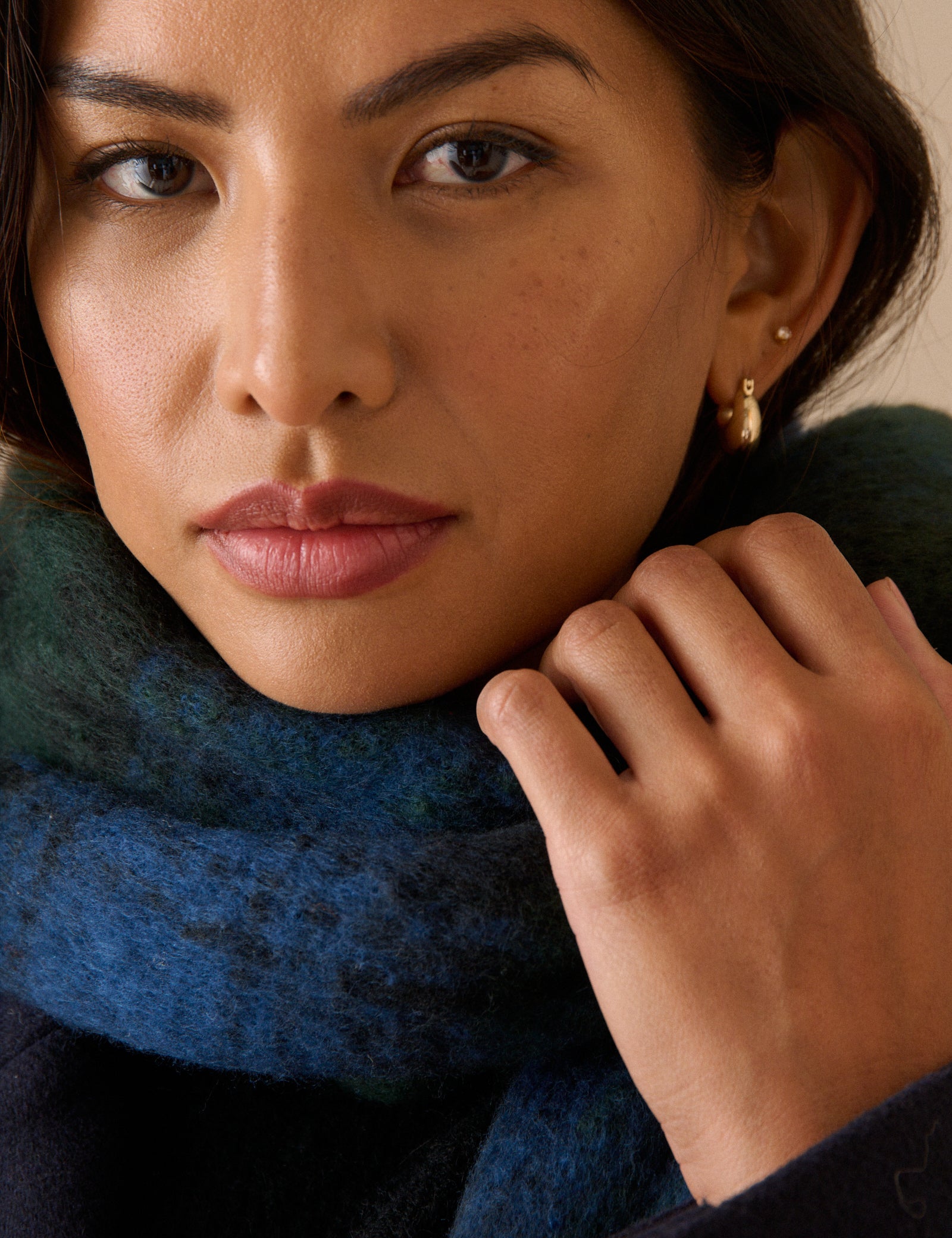 Green and Blue Check Blanket Scarf