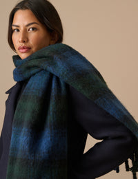 Green and Blue Check Blanket Scarf