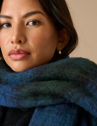 Green and Blue Check Blanket Scarf