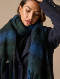 Green and Blue Check Blanket Scarf