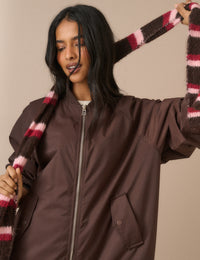 Brown and Pink Striped Skinny Scarf