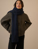 Navy Ribbed Knit Scarf