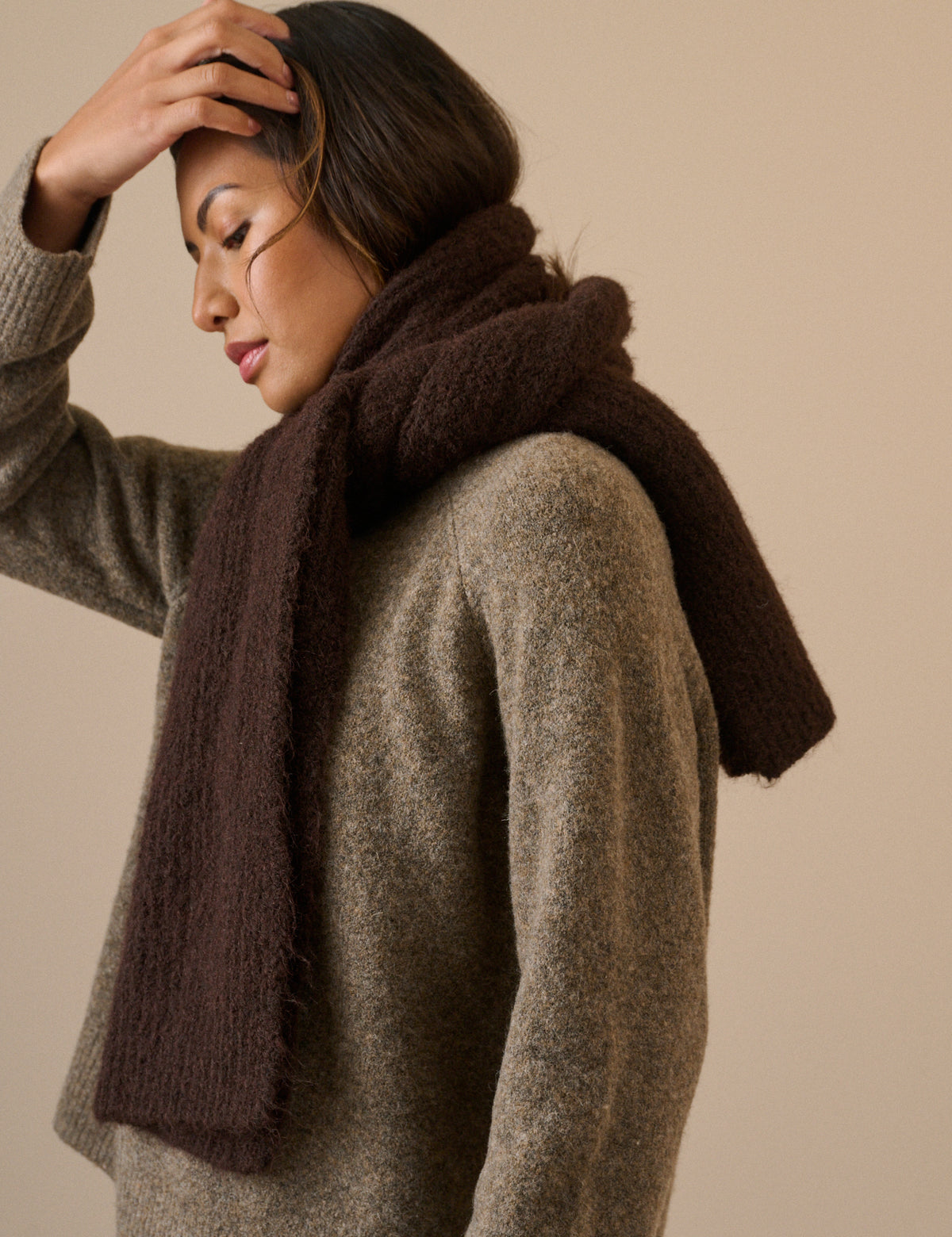 Brown Ribbed Scarf