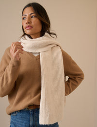 Cream Ribbed Scarf
