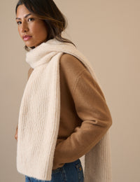 Cream Ribbed Scarf