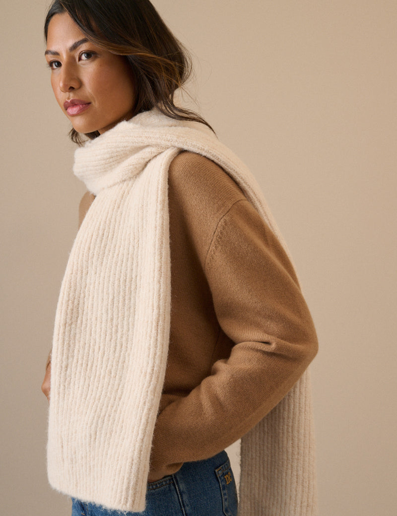 Cream Ribbed Scarf