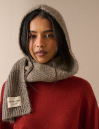 Taupe Ribbed Hooded Scarf