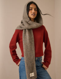Taupe Ribbed Hooded Scarf