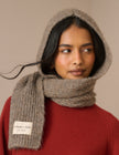 Taupe Ribbed Hooded Scarf