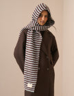 Brown and Blue Ribbed Hooded Scarf