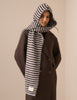 Brown and Blue Ribbed Hooded Scarf