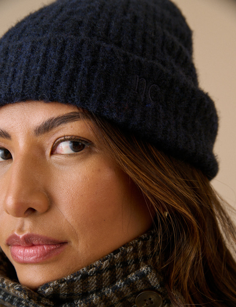 Navy Ribbed Beanie