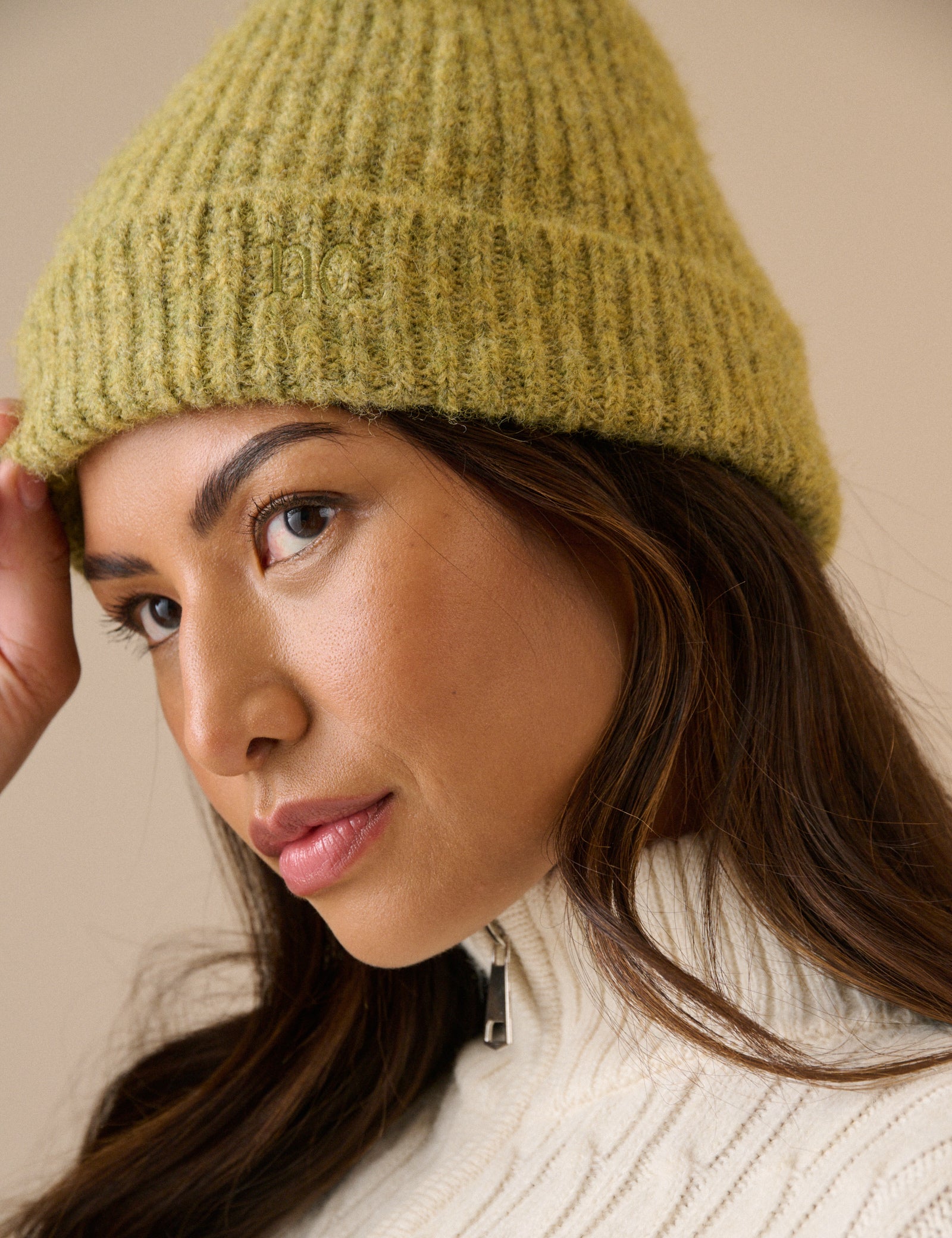 Moss Marl Ribbed Beanie