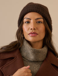 Brown Ribbed Beanie