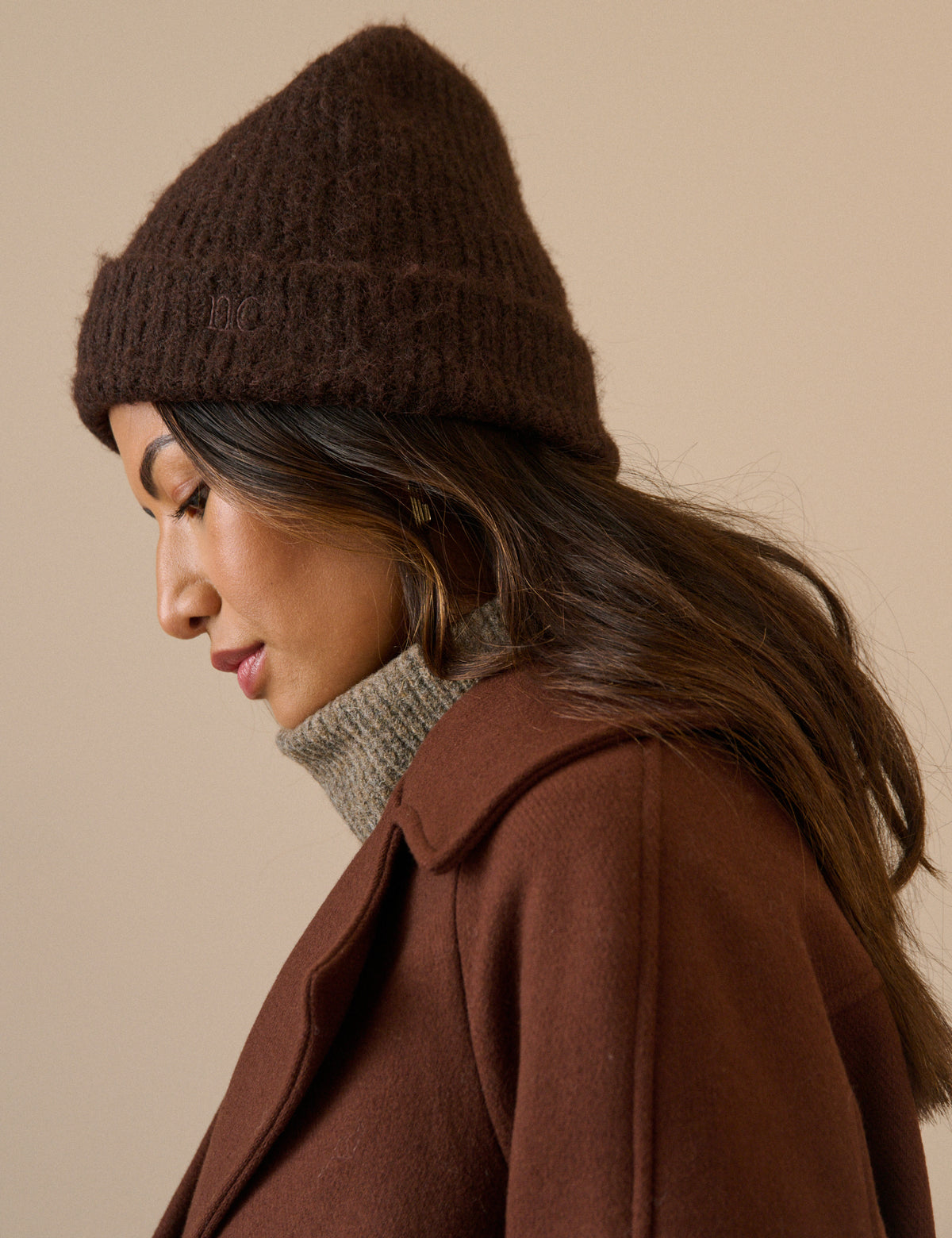 Brown Ribbed Beanie