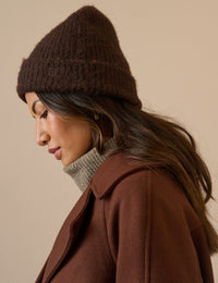 Brown Ribbed Beanie