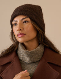 Brown Ribbed Beanie