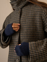 Navy Ribbed Wool-Blend Arm Warmers