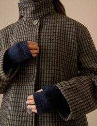 Navy Ribbed Wool-Blend Arm Warmers
