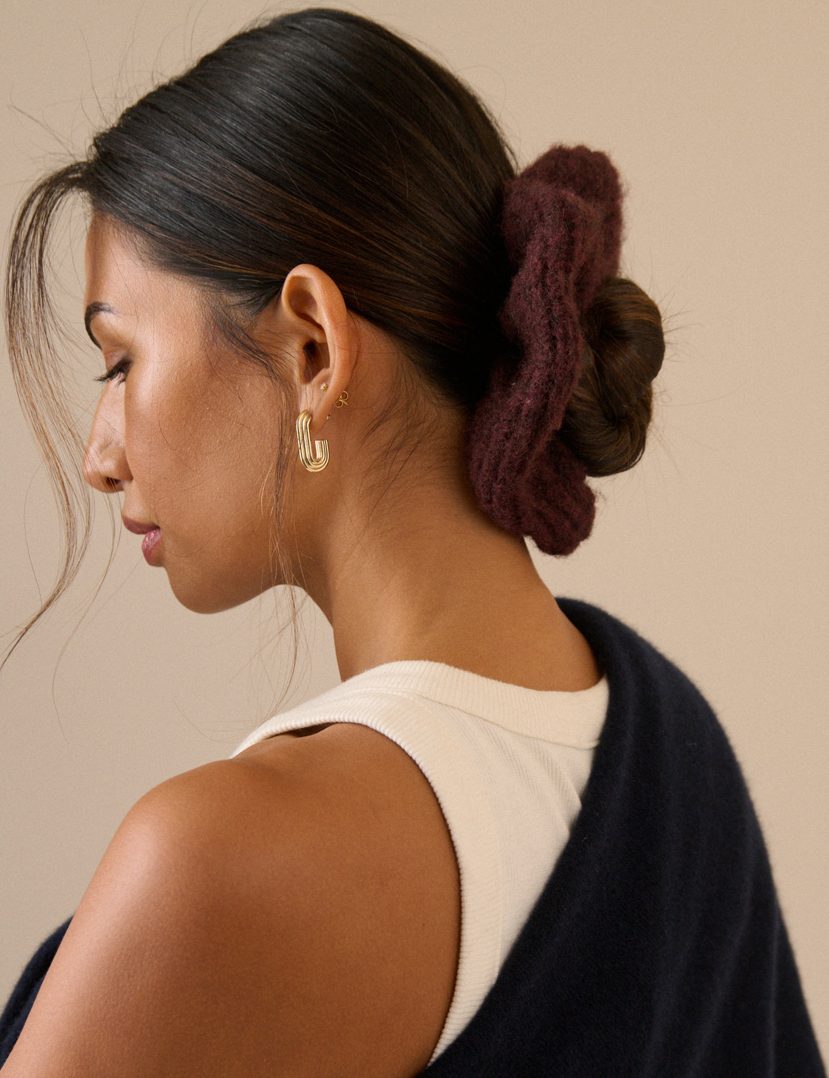 Burgundy Oversized Ribbed Scrunchie