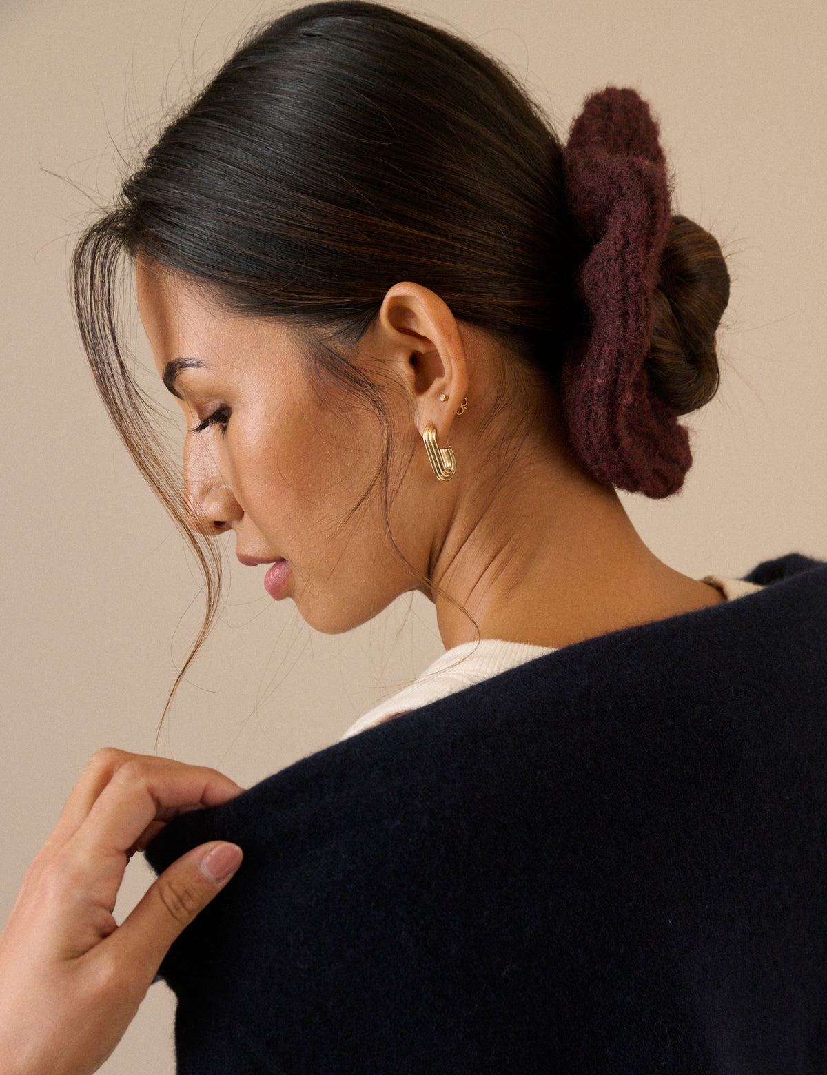Burgundy Oversized Ribbed Scrunchie