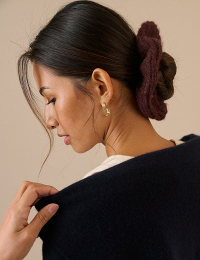Burgundy Oversized Ribbed Scrunchie