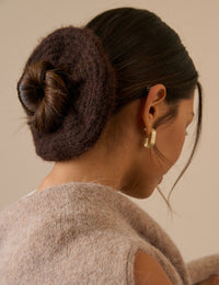 Brown Oversized Ribbed Scrunchie