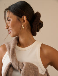 Brown Oversized Ribbed Scrunchie