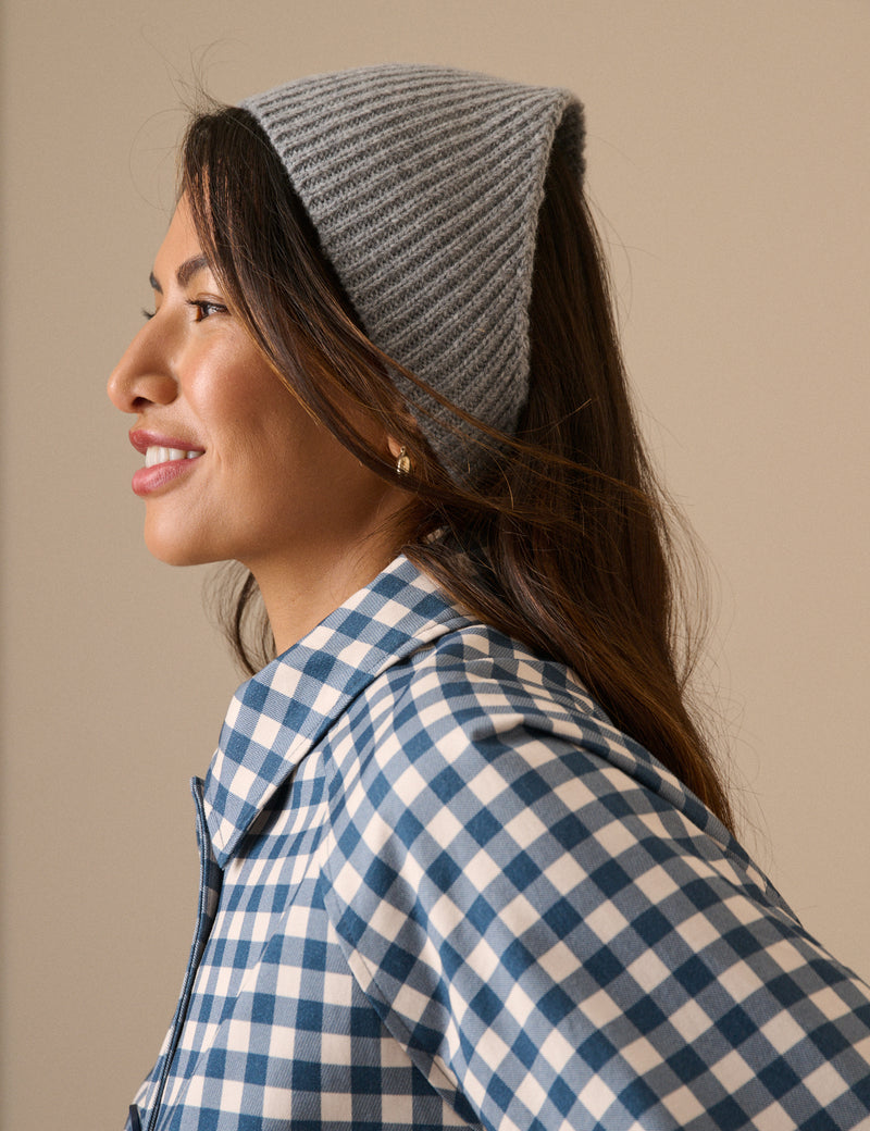 Grey Knitted Triangle Headscarf