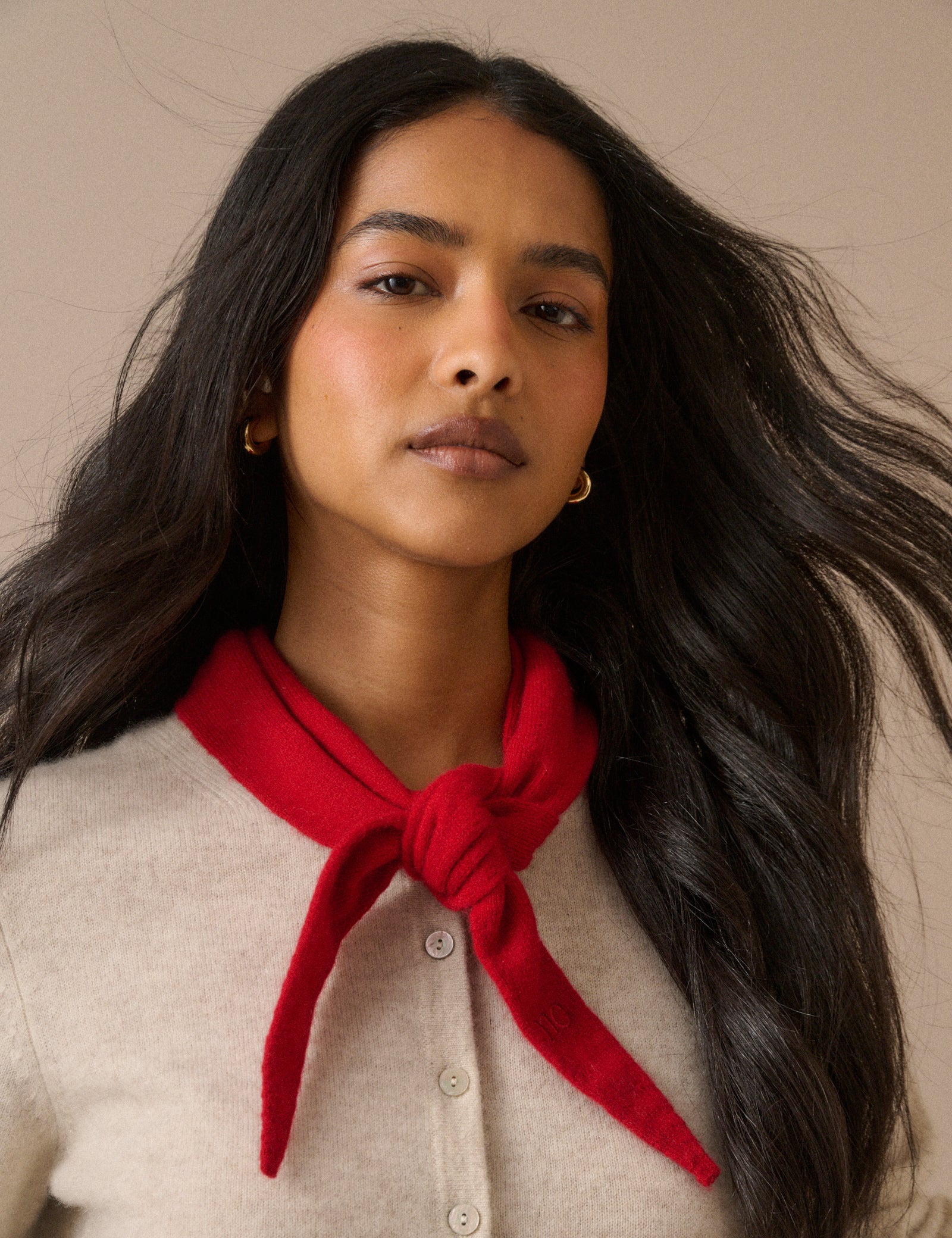 Red Wool-Blend Knitted Neckerchief