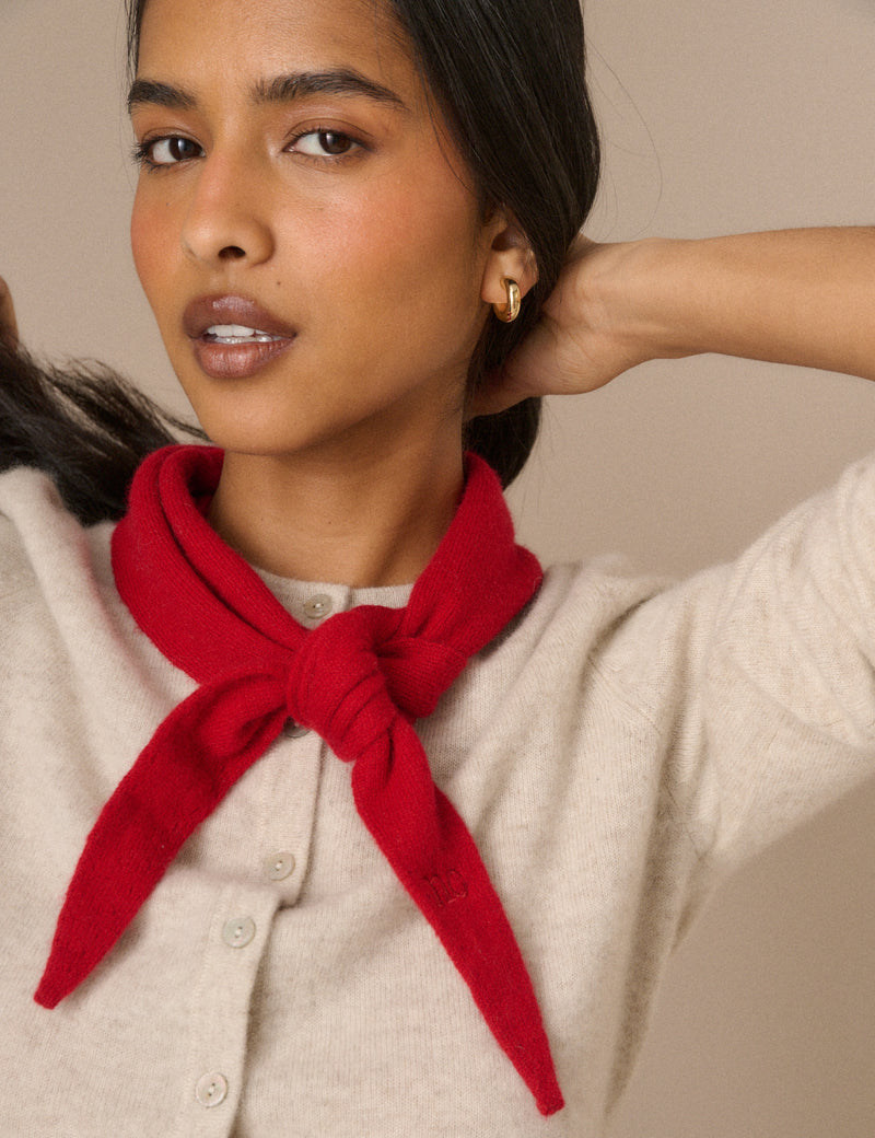 Red Wool-Blend Knitted Neckerchief