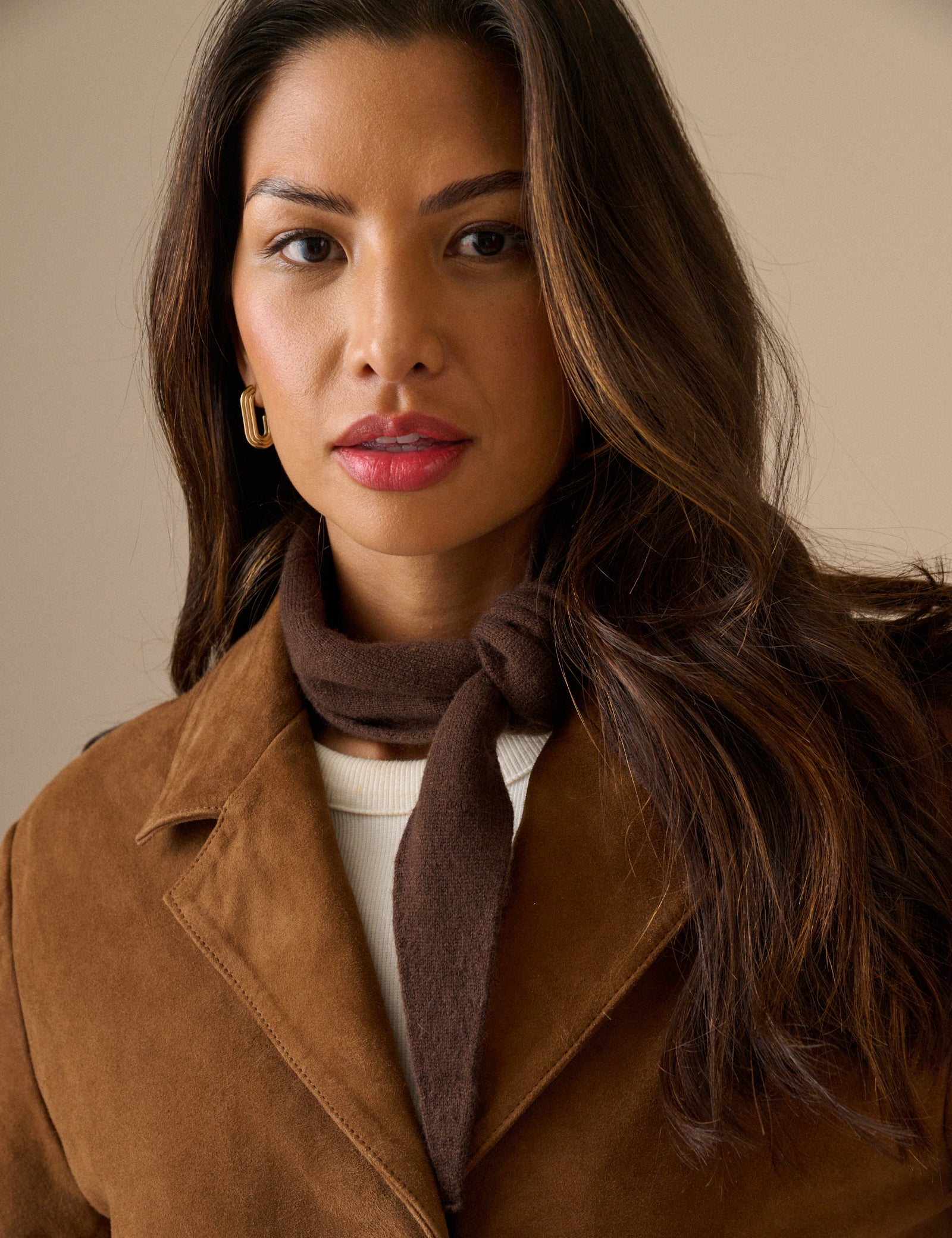 Brown Wool-Blend Knitted Neckerchief