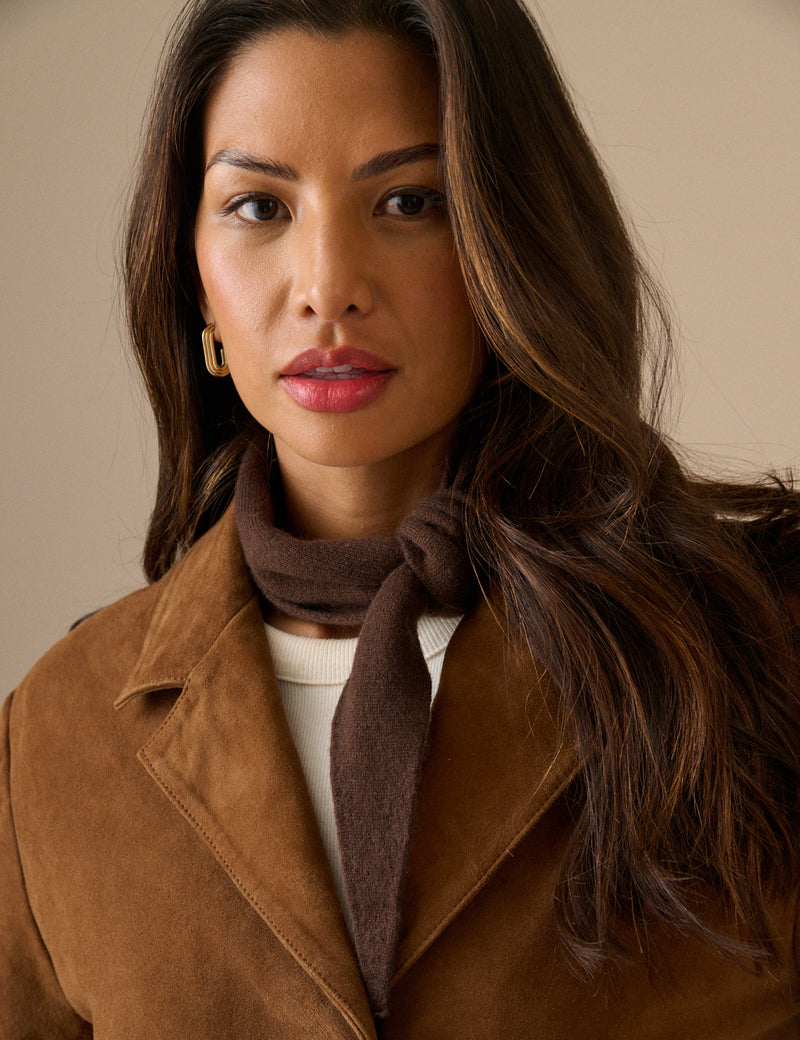 Brown Wool-Blend Knitted Neckerchief