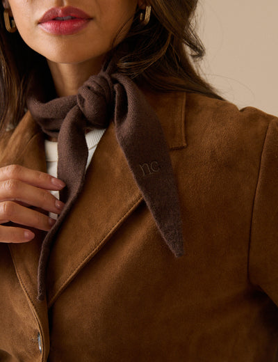 Brown Wool-Blend Knitted Neckerchief
