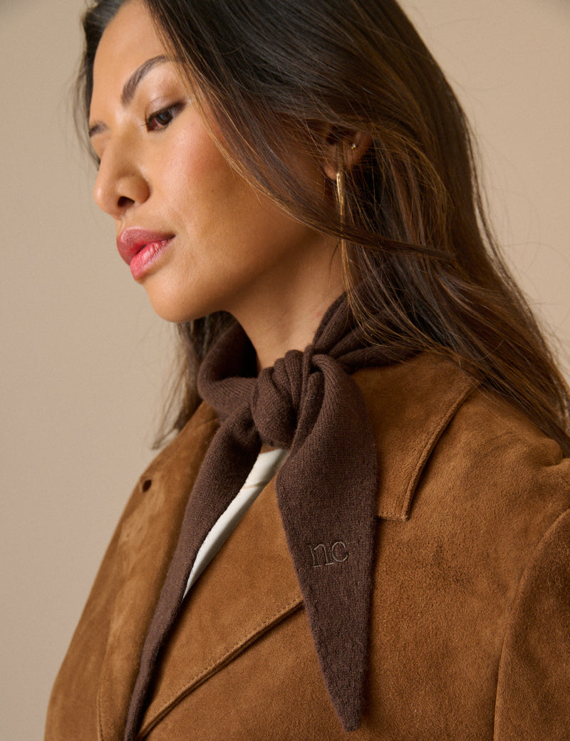 Brown Wool-Blend Knitted Neckerchief