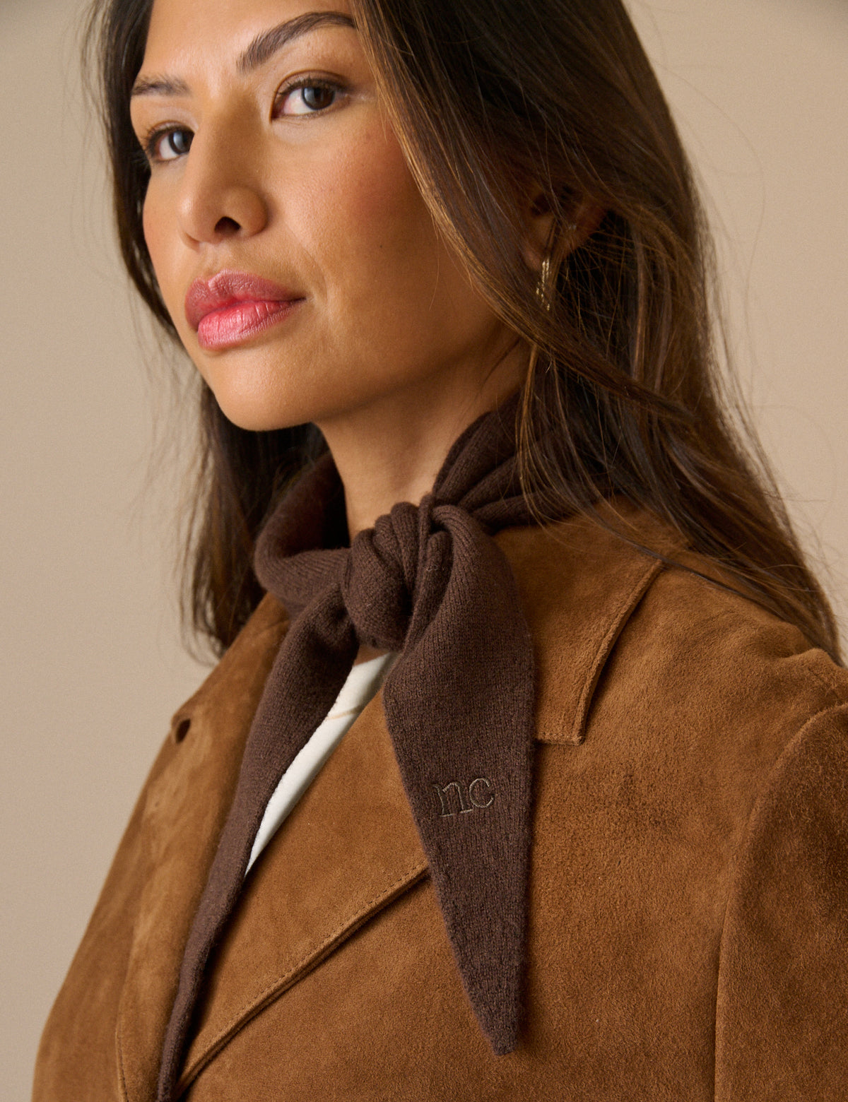 Brown Wool-Blend Knitted Neckerchief