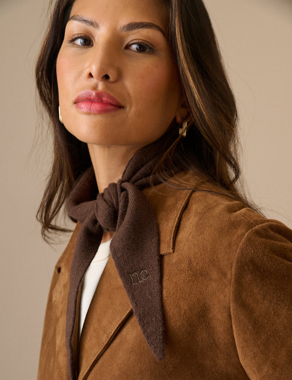 Brown Wool-Blend Knitted Neckerchief
