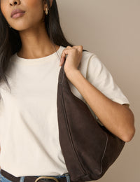 Brown Suede Shoulder Bag