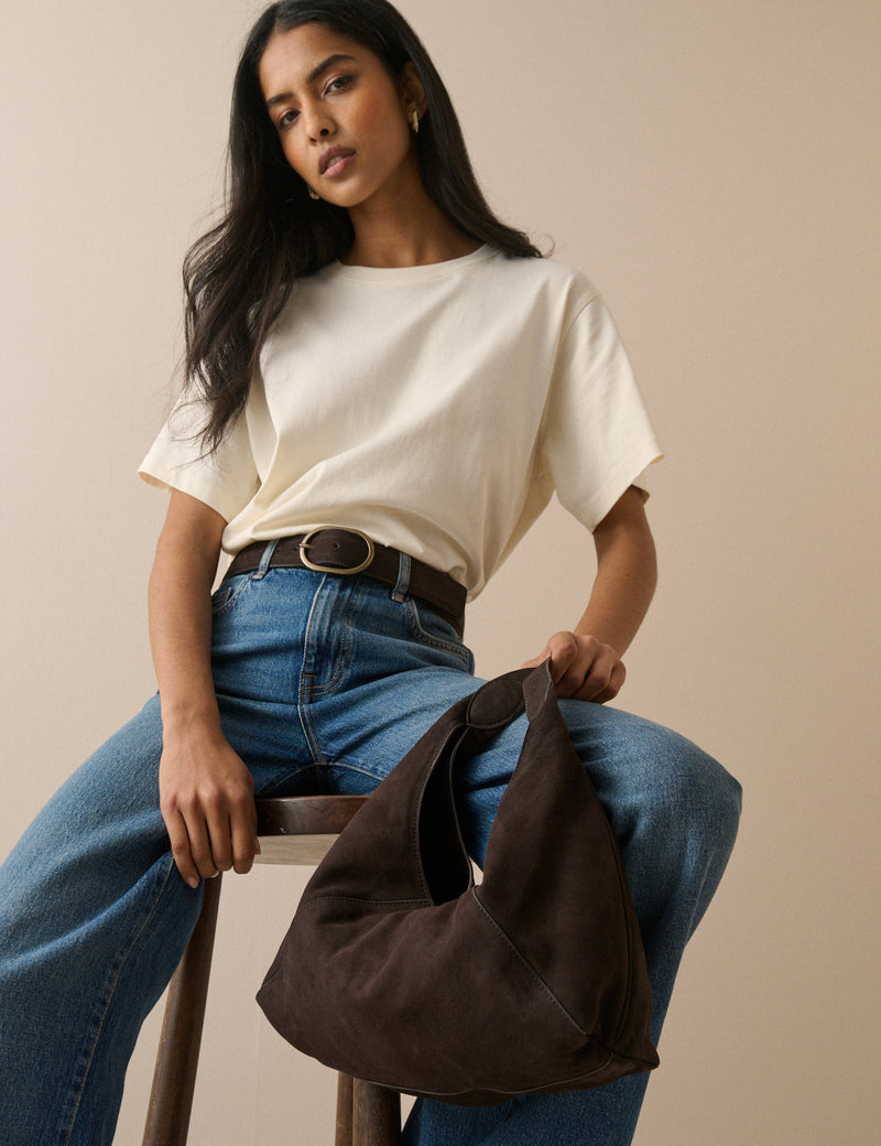 Brown Suede Shoulder Bag