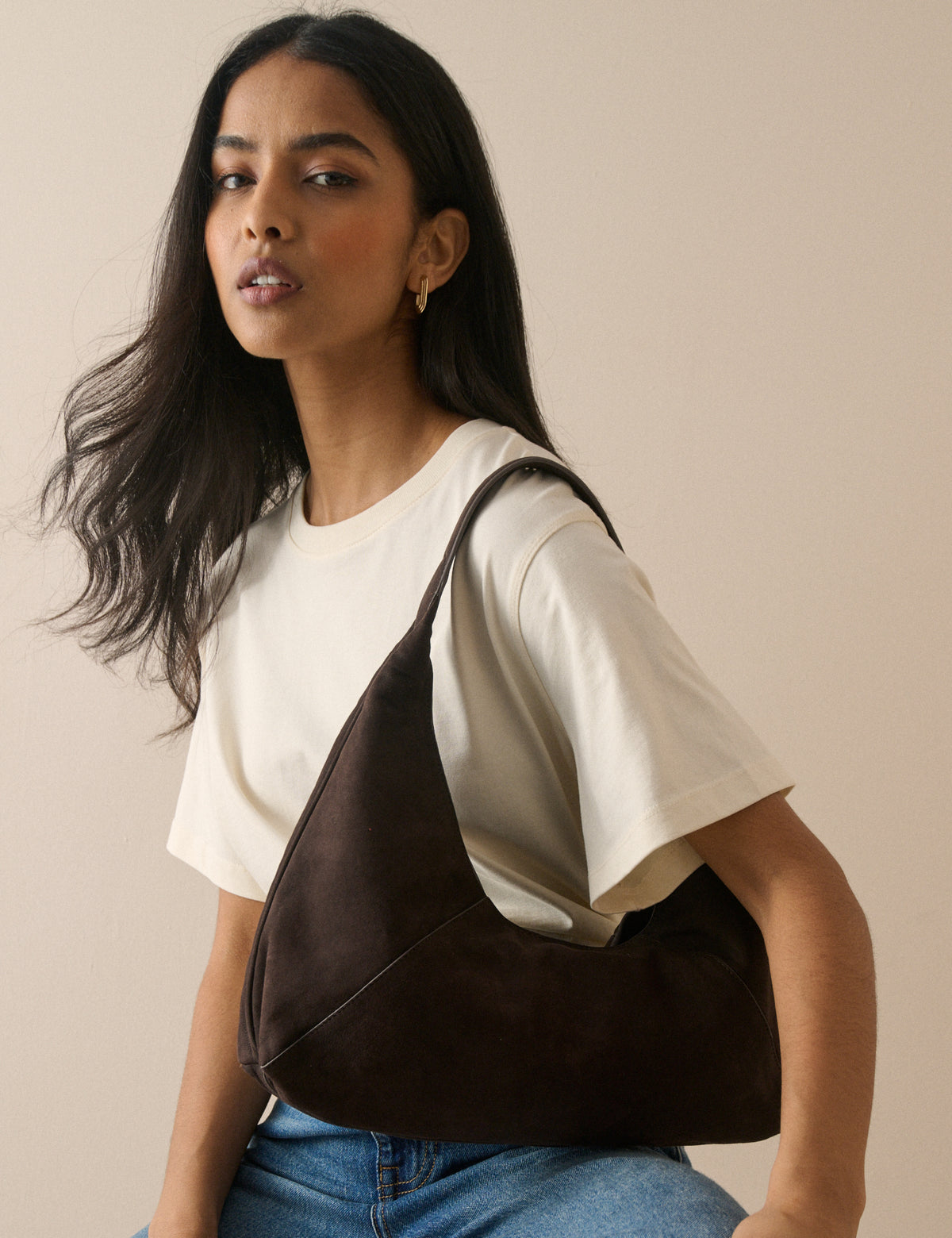 Brown Suede Shoulder Bag