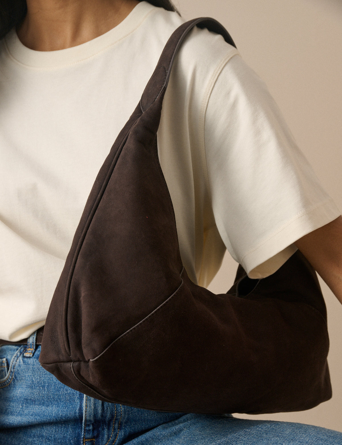 Brown Suede Shoulder Bag